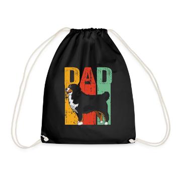 Bernese Mountain Dog Dad Sunset Shirt Retro Bernes - Drawstring Bag - black - Front