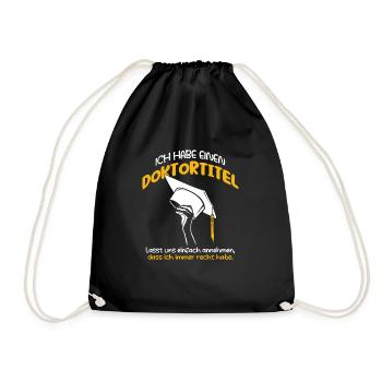 Doktor Doktortitel Doktorhut Doktorand Geschenk - Turnbeutel - Schwarz - Vorne