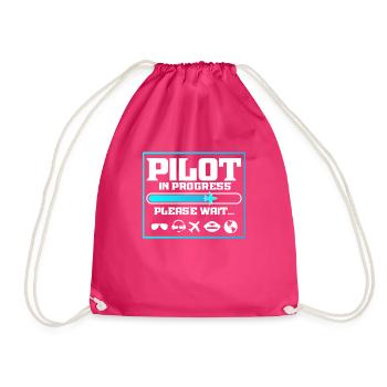 Pilot In Progress Funny Flight School Student - Drawstring Bag - fuchsia - Front