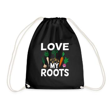 Love My Roots Funny Gardener Fun - Drawstring Bag - black - Front