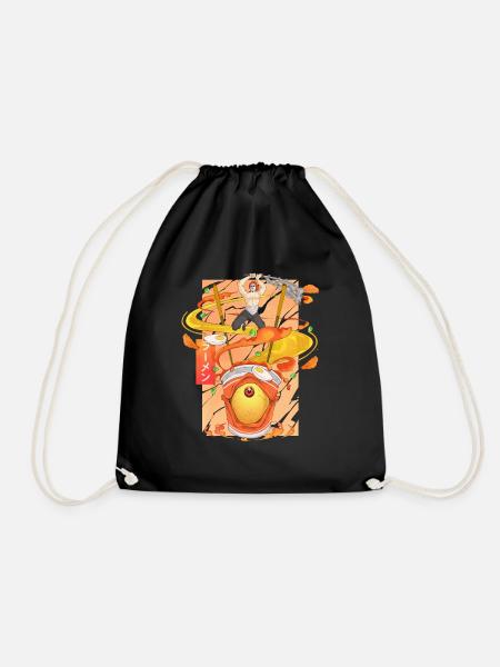 Animes manga ramen anime eating Japanese noodles - Drawstring Bag - black
