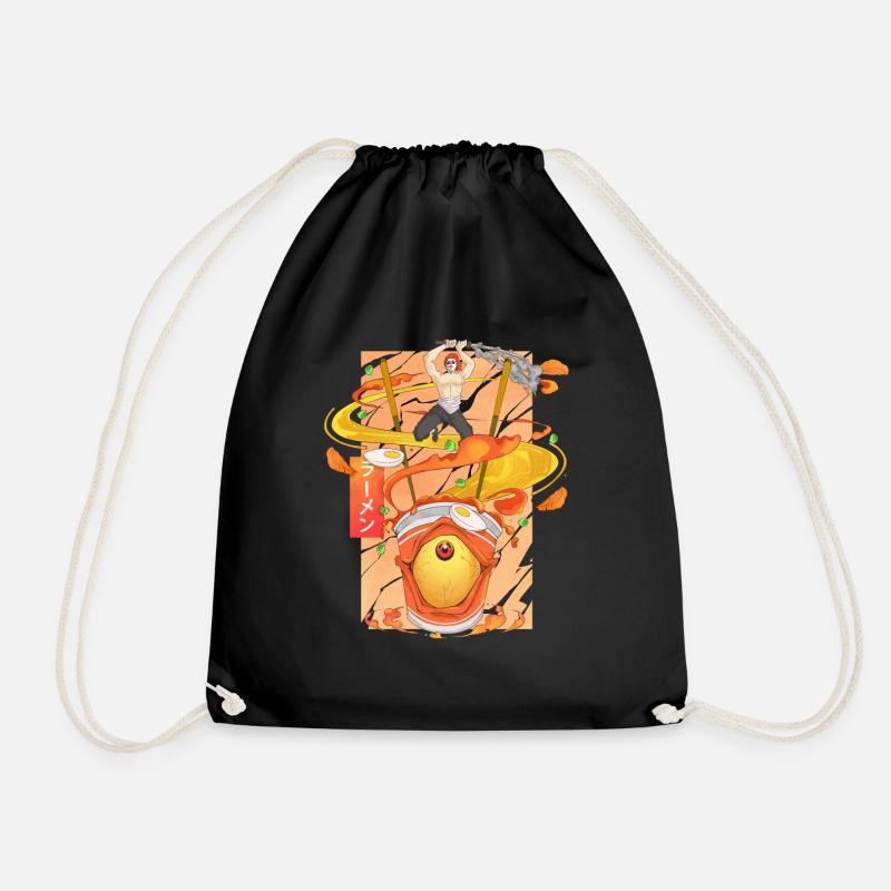 Animes manga ramen anime eating Japanese noodles - Drawstring Bag - black