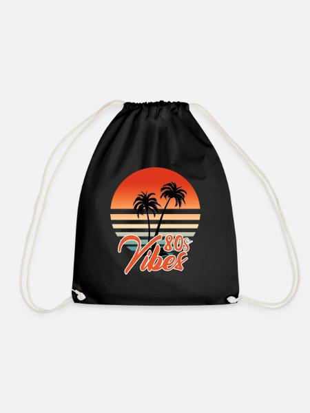 Retro 80s Vibes - Drawstring Bag - black