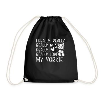 Ich Liebe Meinen Yorkie Yorkshire Terrier Hund - Turnbeutel - Schwarz - Vorne