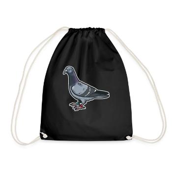 Comic Funny Dove Bird Gift Idea Pigeon - Drawstring Bag - black - Front
