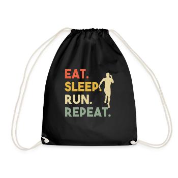Eat Sleep Run Repeat Retro Runner Training Outdoor - Drawstring Bag - black - Front
