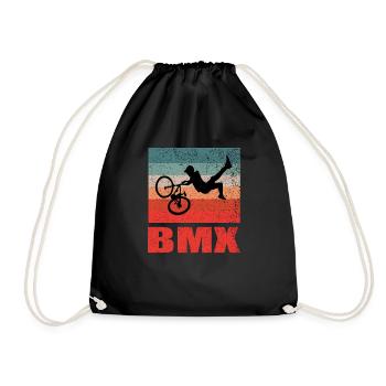BMX Vintage Bicycle Fans Kids Gift T-Shirt - Drawstring Bag - black - Front