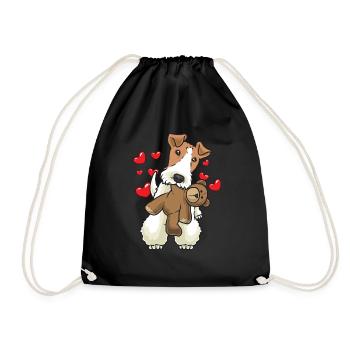 Foxterrier poils filaires chien avec animal en peluche - Sac de sport léger - noir - Devant