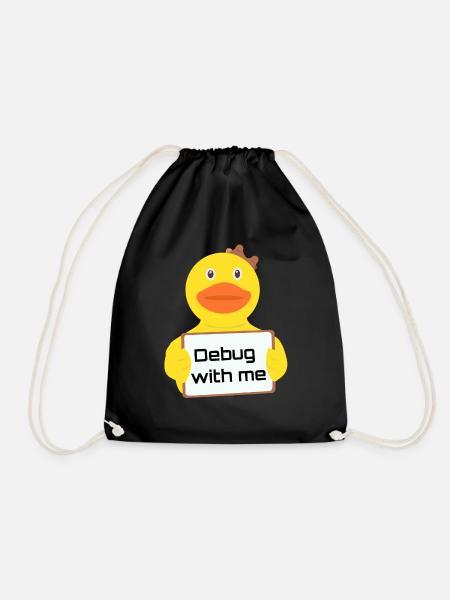 Rubber Duck - Gummiente - Debug with me - Turnbeutel - Schwarz