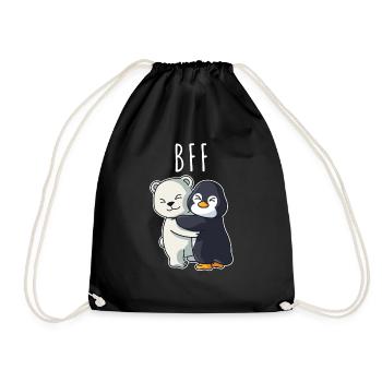 BFF beste Freunde für immer Partneroutfit Mädchen - Turnbeutel - Schwarz - Vorne