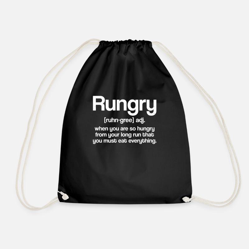 Rungry Definition Runner Hunger Run Hungry - Drawstring Bag - black