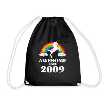 Vintage 2009 Year of Birth Birthday - Drawstring Bag - black - Front
