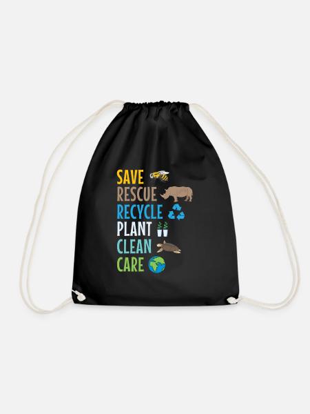 Environmentalists Green Environmental Protection Saying Eco - Drawstring Bag - black