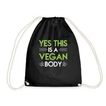 vegan body vegan vegan - Drawstring Bag - black - Front