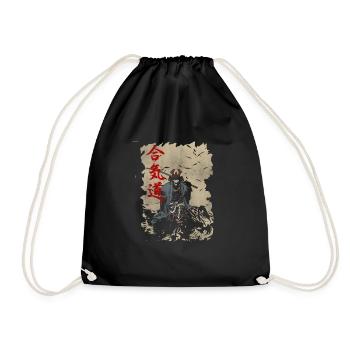 Samurai Warrior Japanese Manga Anime Gift - Drawstring Bag - black - Front