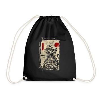 Samurai Warrior Japanese Manga Anime Gift - Drawstring Bag - black - Front