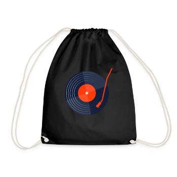 Retro Vinyl Vintage Schallplatte - Turnbeutel - Schwarz - Vorne