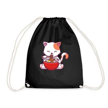 Ramen Katze Kawaii Anime Ramen - Turnbeutel - Schwarz - Vorne