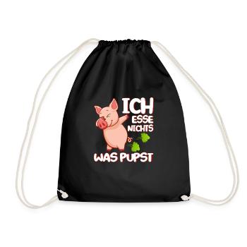 Ich Esse Nichts Was Pupst Lustiger Veganer Spruch - Turnbeutel - Schwarz - Vorne