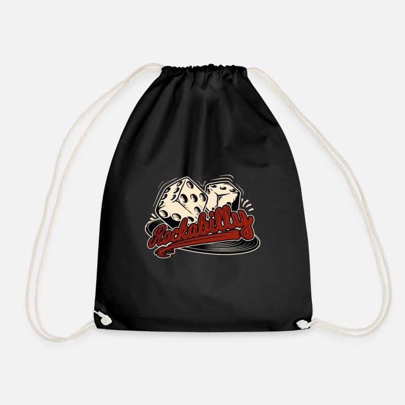Rockabilly Rock Music Retro Cubes 1950s Rocker - Drawstring Bag - black