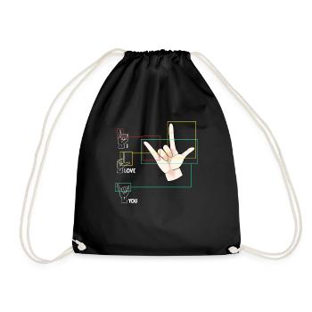 Langue des signes Signes signes SIGNES ASL Je t’aime - Sac de sport léger - noir - Devant