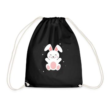 Happy Rabbit Glückliches Kaninchen Geschenk - Turnbeutel - Schwarz - Vorne