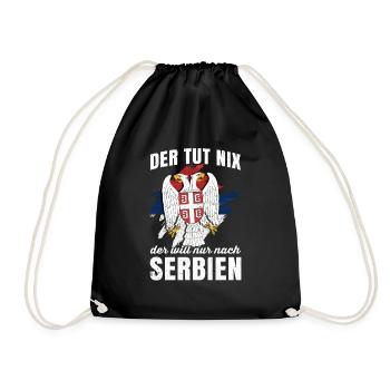 Serbien Jugo Geschenk Belgrad Serbia Wappen Srbija - Turnbeutel - Schwarz - Vorne