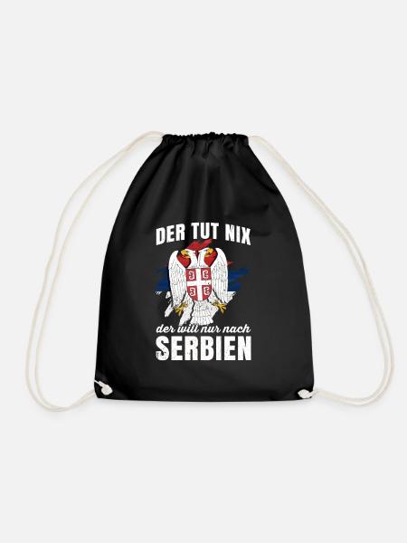 Serbien Jugo Geschenk Belgrad Serbia Wappen Srbija - Turnbeutel - Schwarz