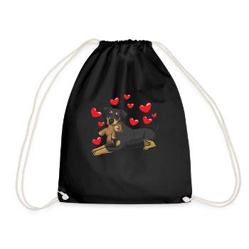 Chien allemand Pinscher avec peluche - Sac de sport léger - noir - Devant