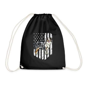 Black White American Flag Berger australien 4ème - Sac de sport léger - noir - Devant