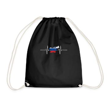 Slovenia Slovenia Heartbeat ECG Vintage Flag - Drawstring Bag - black - Front