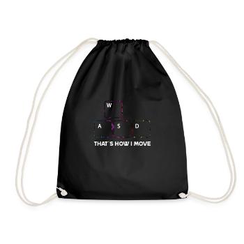 WASD Gaming Gamer PC Keyboard Zocker WASD - Drawstring Bag - black - Front