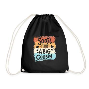 Big Cousin Cousin Family Birth Gift - Drawstring Bag - black - Front