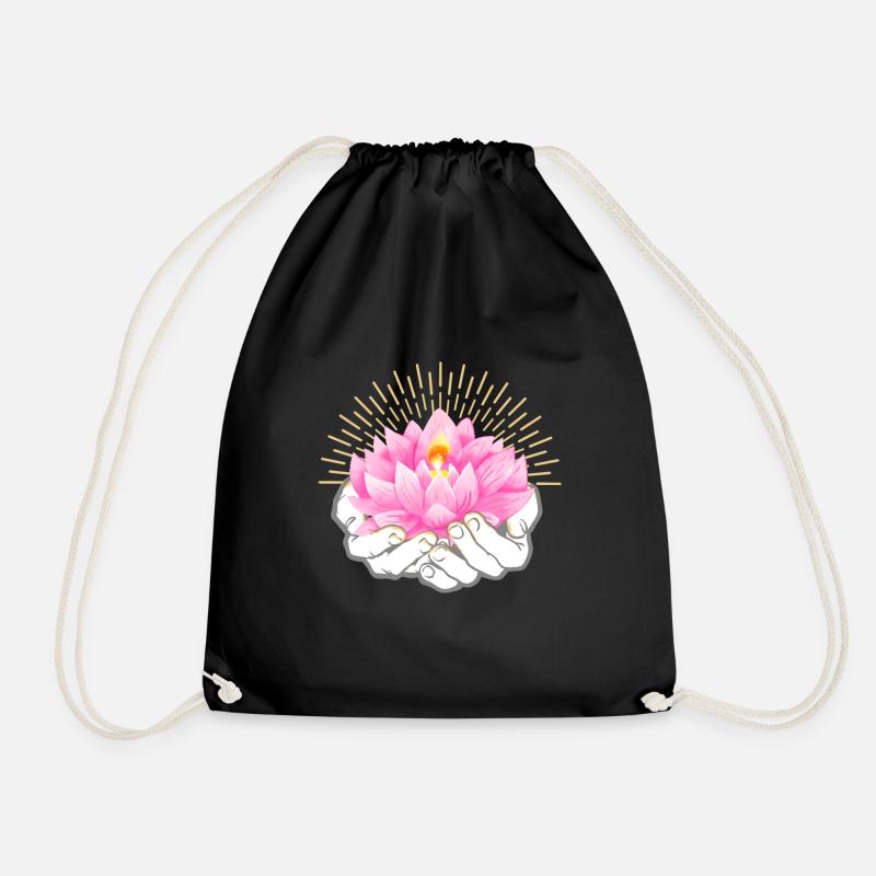 Lotus blossom - Drawstring Bag - black