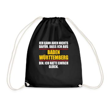 Baden Württemberg Bundesland lustiges Baden - Turnbeutel - Schwarz - Vorne