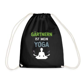 Gärtnern ist mein Yoga Mann mit Schaufel Schere - Turnbeutel - Schwarz - Vorne