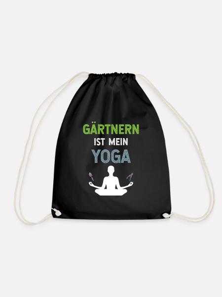Gärtnern ist mein Yoga Mann mit Schaufel Schere - Turnbeutel - Schwarz