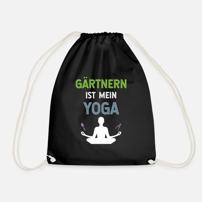 Gärtnern ist mein Yoga Mann mit Schaufel Schere - Turnbeutel - Schwarz