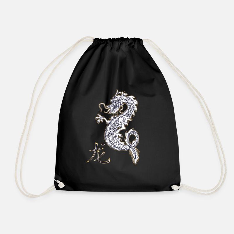 Drache Dragon chinesisches Schriftzeichen Kanji - Turnbeutel - Schwarz
