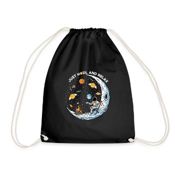 BTC Bitcoin HODL and RELAX Moon Astronaut - Drawstring Bag - black - Front