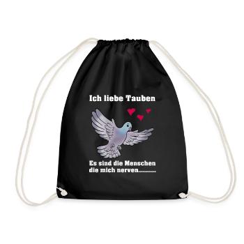 Ich liebe Tauben - Turnbeutel - Schwarz - Vorne