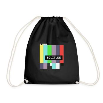 Solitude Vaporwave Retro Standby TV Glitch 90s Art - Drawstring Bag - black - Front