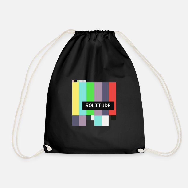 Solitude Vaporwave Retro Standby TV Glitch 90s Art - Drawstring Bag - black