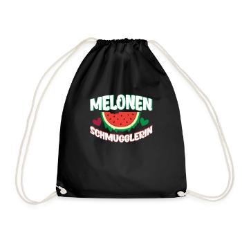 Melonen Schmugglerin Schwanger Lustiges Geschenk - Turnbeutel - Schwarz - Vorne