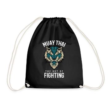 Muay Thai Lion Thai Boxing and Kickboxing - Drawstring Bag - black - Front