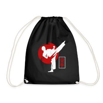 Karate Kämpfer Schwarzgurt Karate Kick - Turnbeutel - Schwarz - Vorne