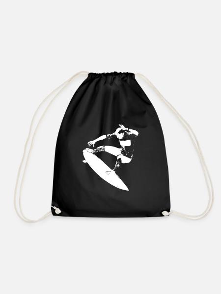 Surfer Surfen Surfing - Turnbeutel - Schwarz