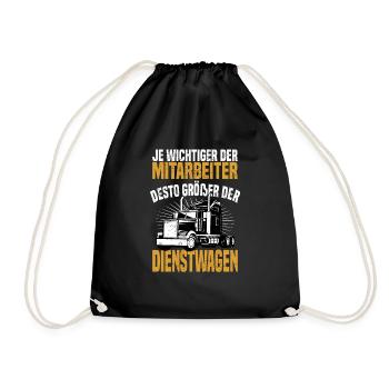 LKW Fernfahrer Fahrer Trucker Spedition Geschenk - Turnbeutel - Schwarz - Vorne