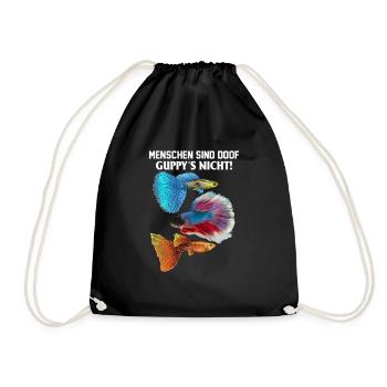 Menschen Aquarium Guppy - Turnbeutel - Schwarz - Vorne