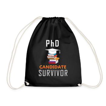 PhD Survivor Funny Student Doctor Title - Drawstring Bag - black - Front